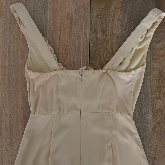 Abercrombie & Fitch Cinched Neckline Midi Slip Dress with Slit Very Light Orange - Picture 6 of 6